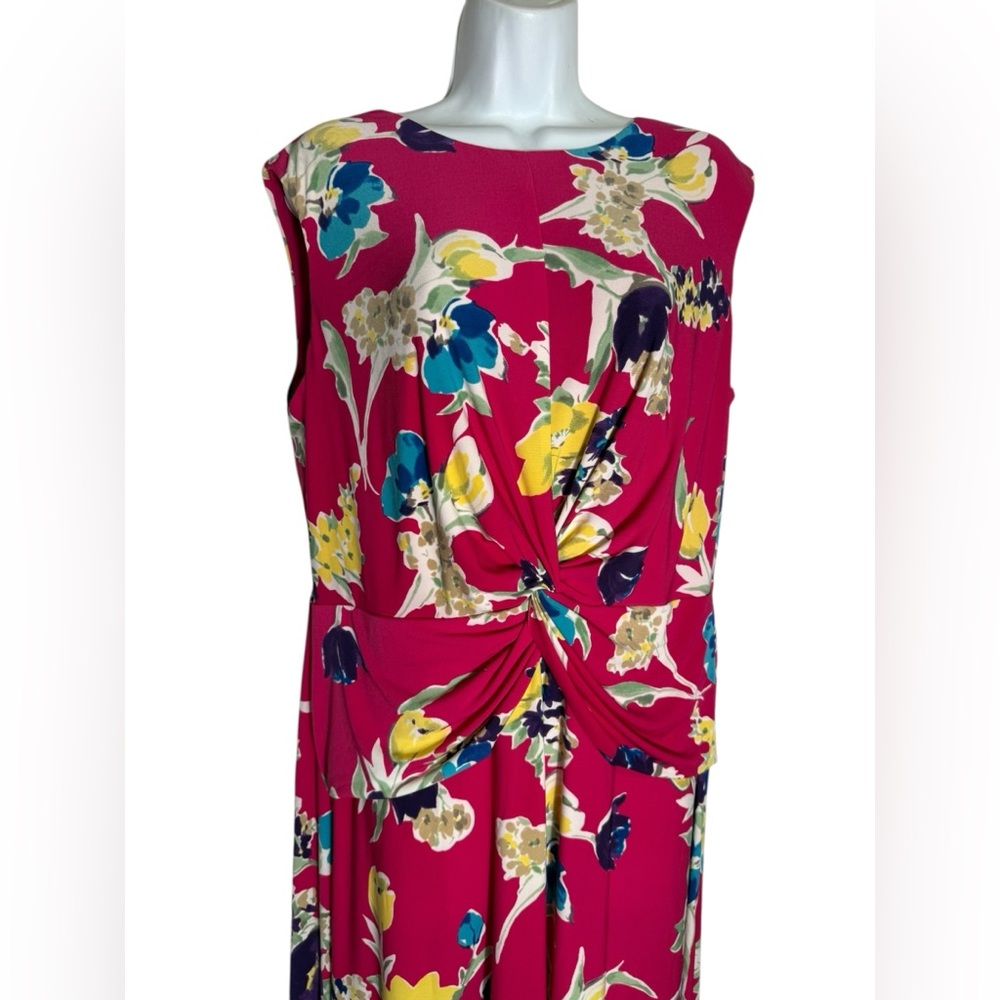 Ralph Lauren Dress Size 14W Pink Floral Sleeveless Midiβ Sundress π©·π - Picture 2 of 9